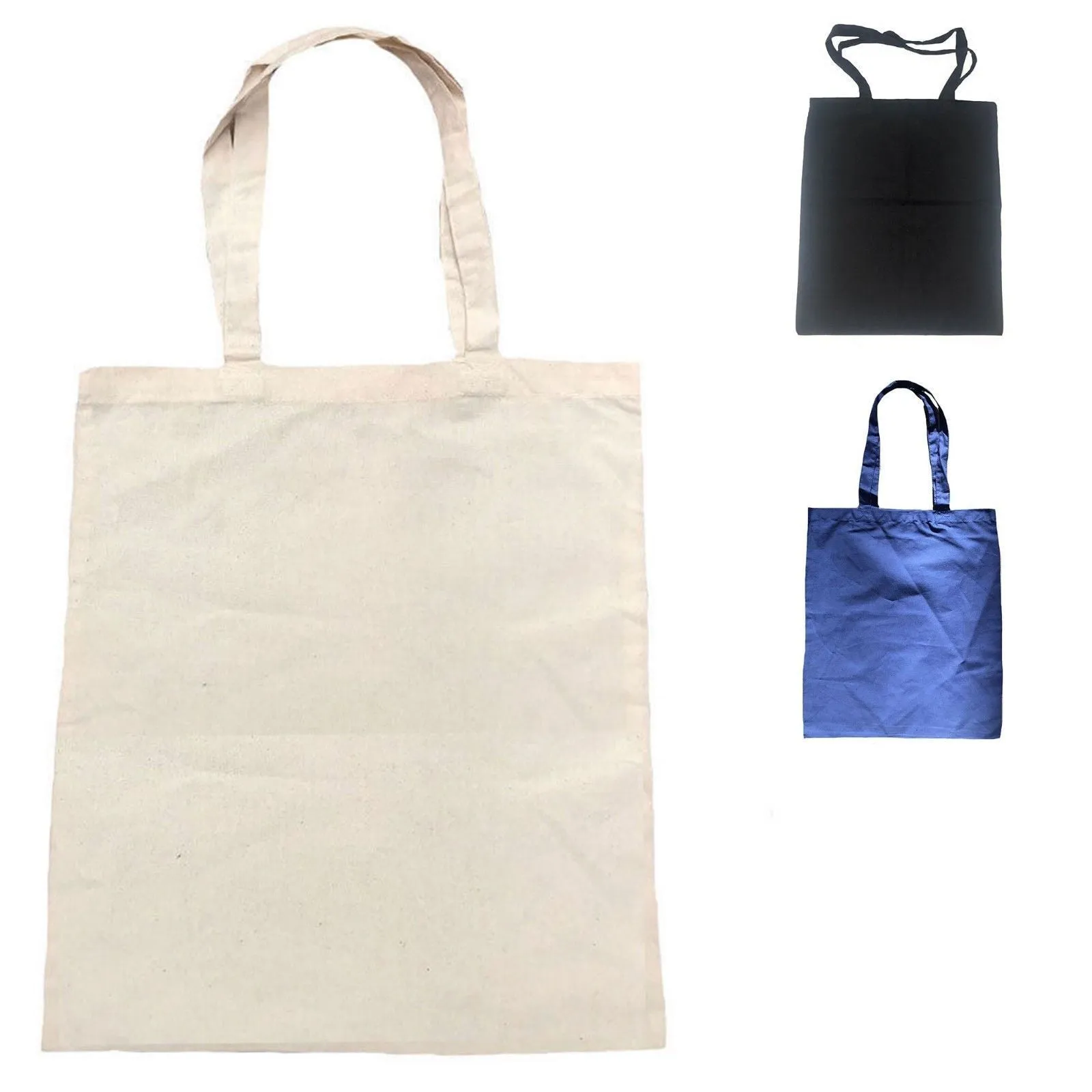 100 Lot Cotton Natural Eco Friendly Plain Reusable Grocery Shopping Tote Bags 16inch Wholesale Bulk