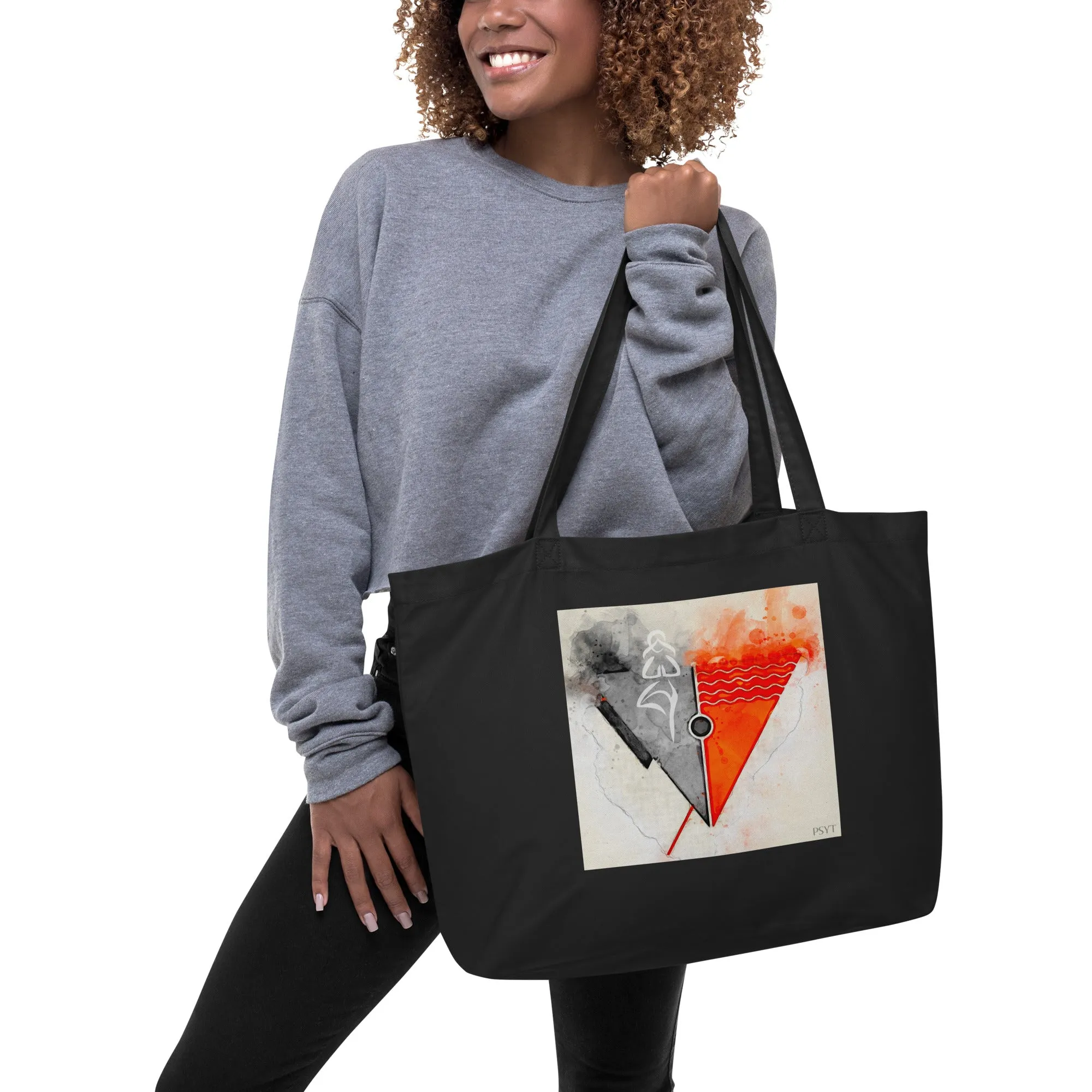 Abstract Yoga Art Tree Pose Large organic tote bag