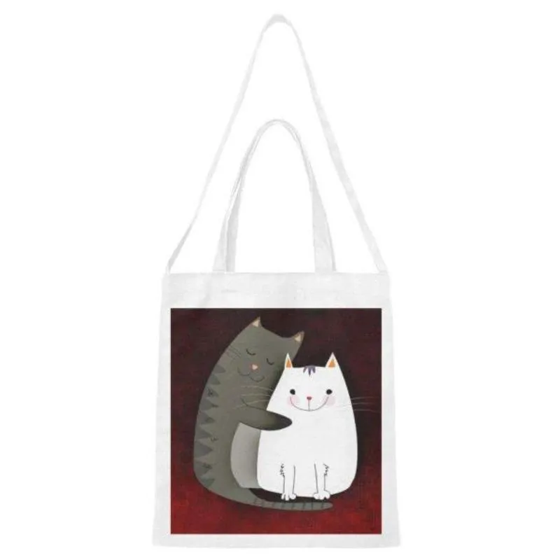 Canvas Tote Bag Cute Cat - Gifts For Cat Lovers