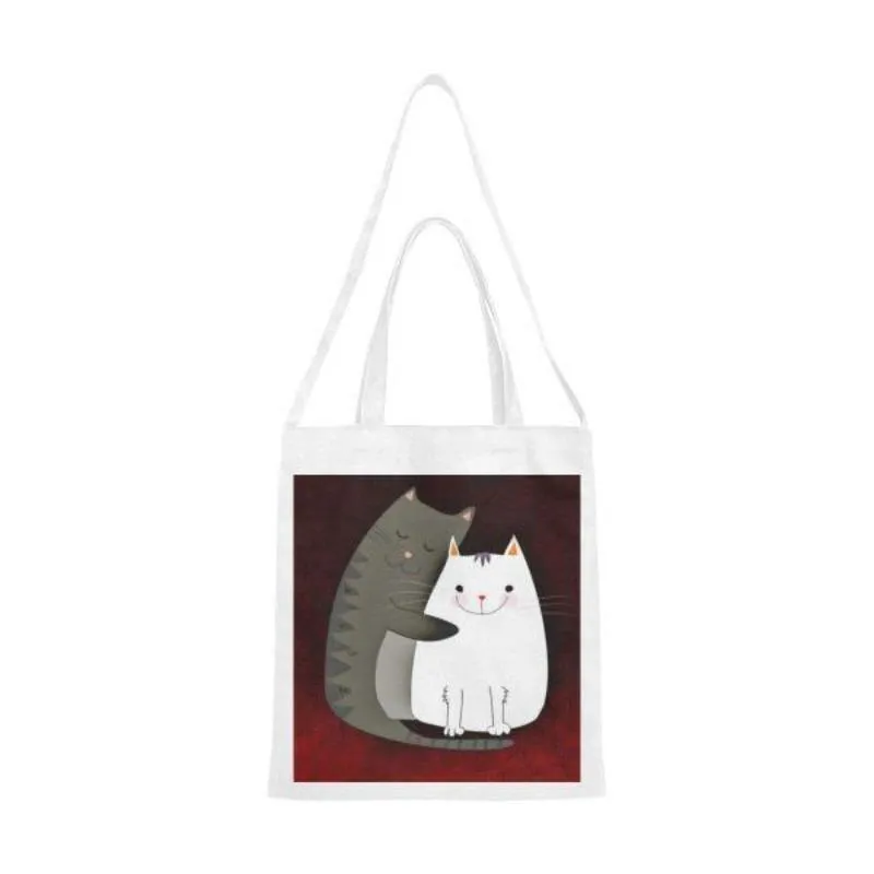 Canvas Tote Bag Cute Cat - Gifts For Cat Lovers