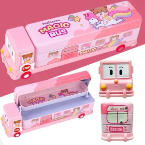 Cute Bus Shaped High Quality Pencil Box (Pack Of 1)