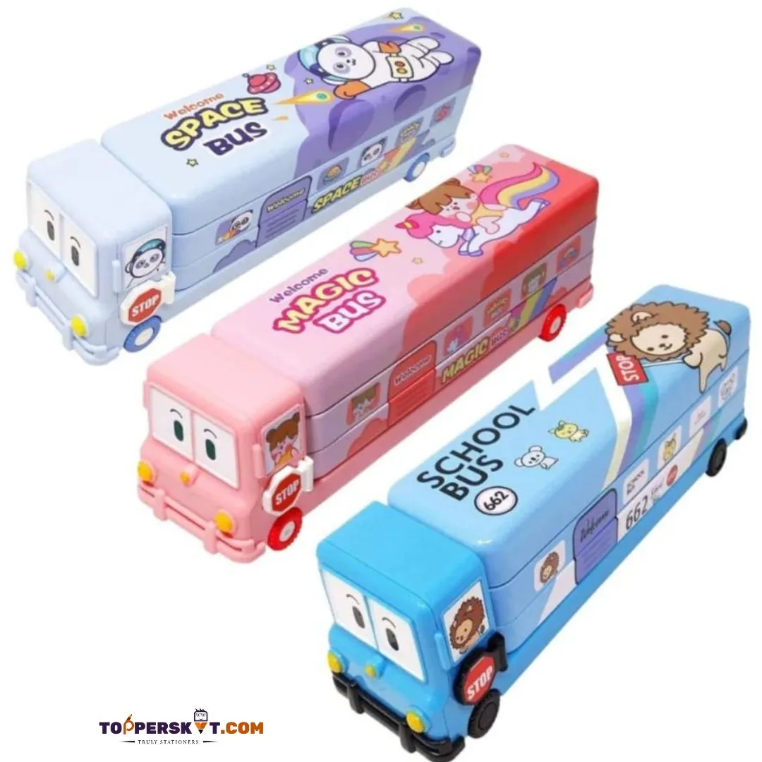 Cute Bus Shaped High Quality Pencil Box (Pack Of 1)