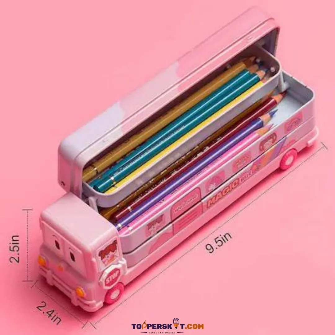 Cute Bus Shaped High Quality Pencil Box (Pack Of 1)