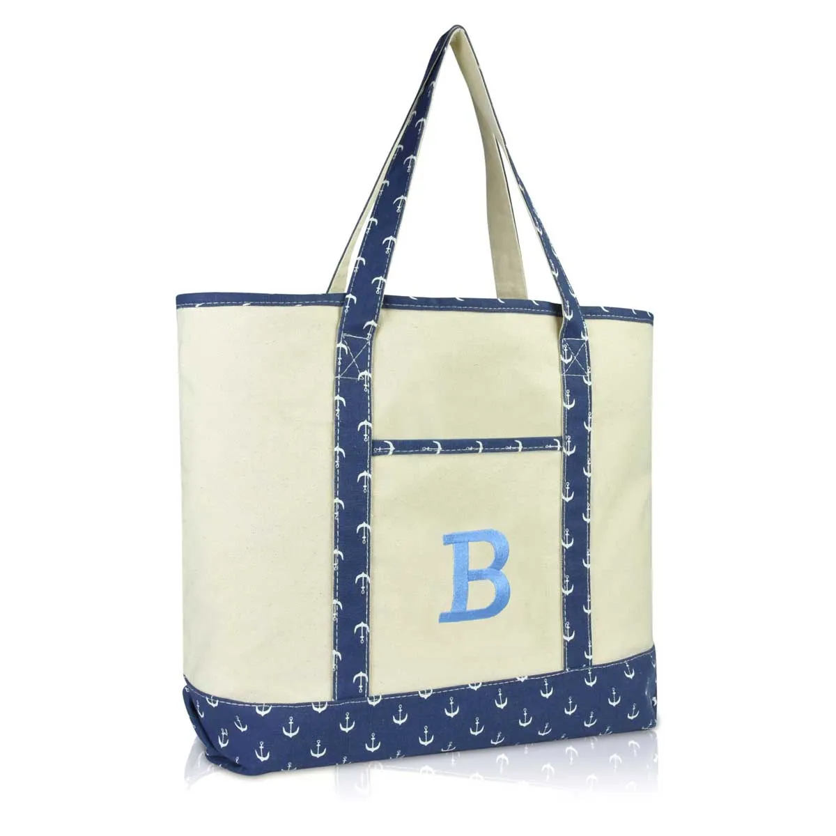 Dalix Initial Tote Bag Personalized Monogram Zippered Top Letter - B