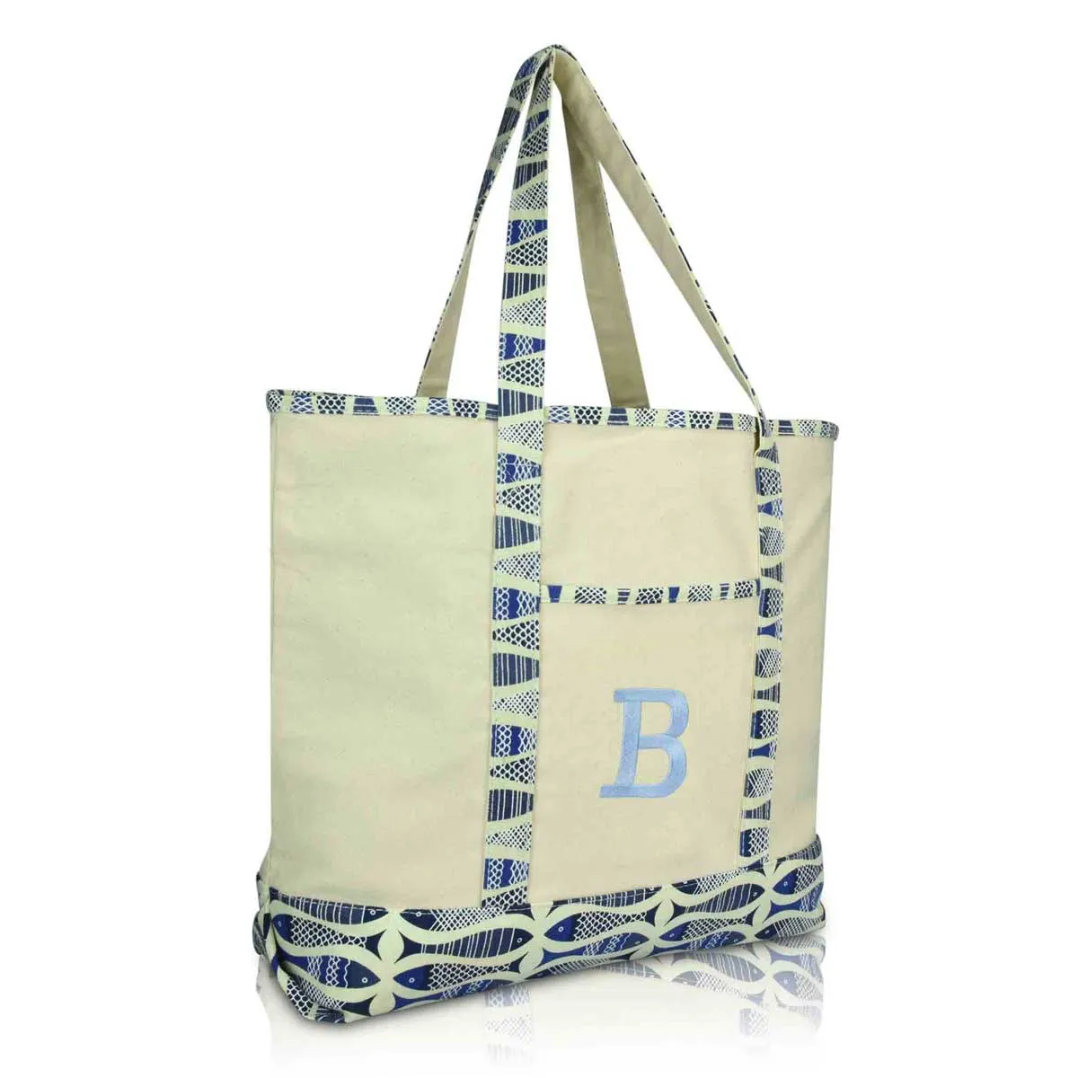 Dalix Initial Tote Bag Personalized Monogram Zippered Top Letter - B