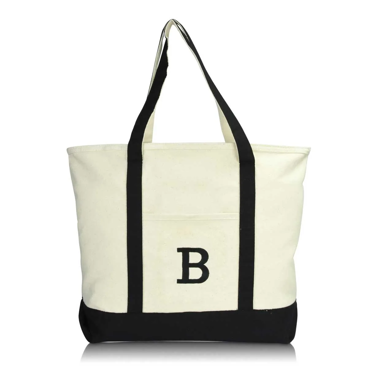 Dalix Initial Tote Bag Personalized Monogram Zippered Top Letter - B