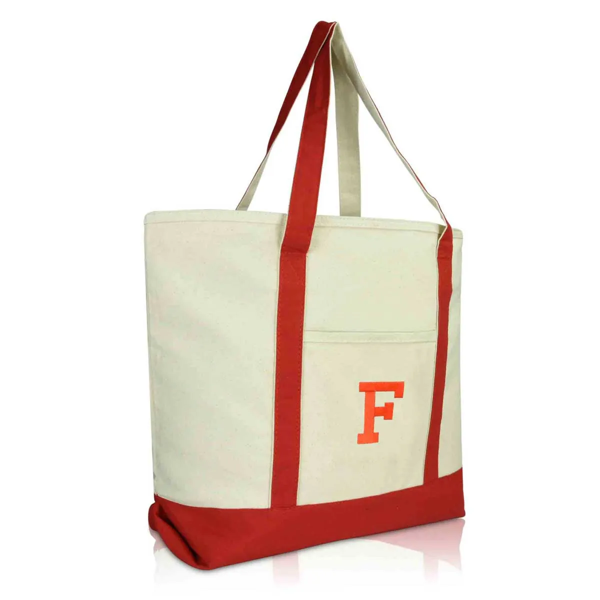 Dalix Initial Tote Bag Personalized Monogram Zippered Top Letter - F