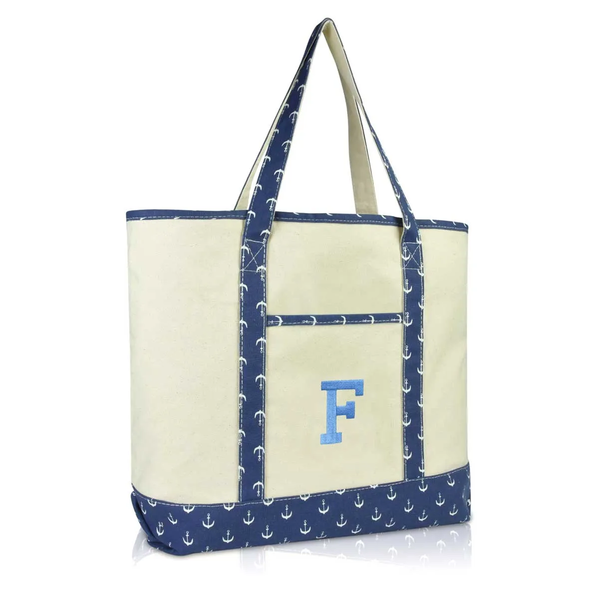 Dalix Initial Tote Bag Personalized Monogram Zippered Top Letter - F