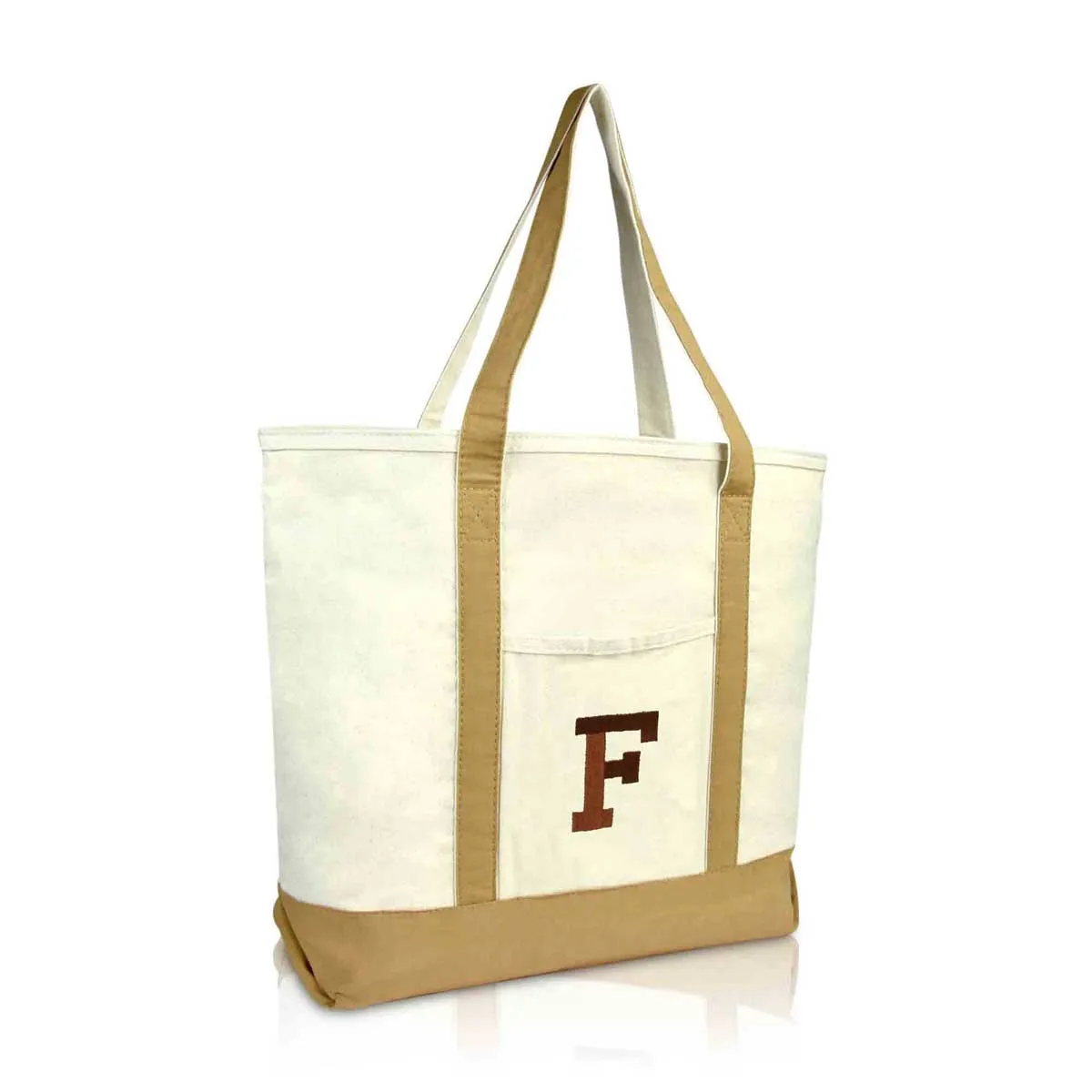 Dalix Initial Tote Bag Personalized Monogram Zippered Top Letter - F