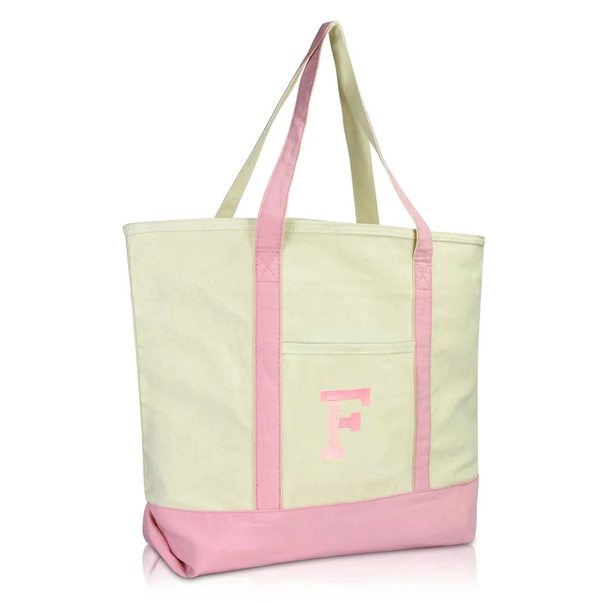 Dalix Initial Tote Bag Personalized Monogram Zippered Top Letter - F