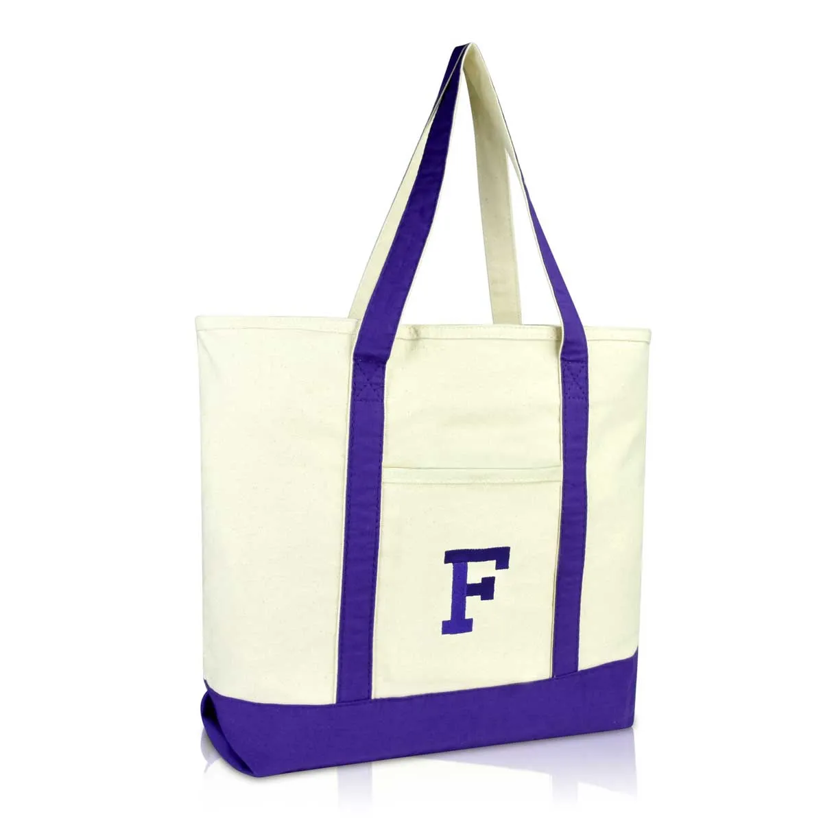 Dalix Initial Tote Bag Personalized Monogram Zippered Top Letter - F