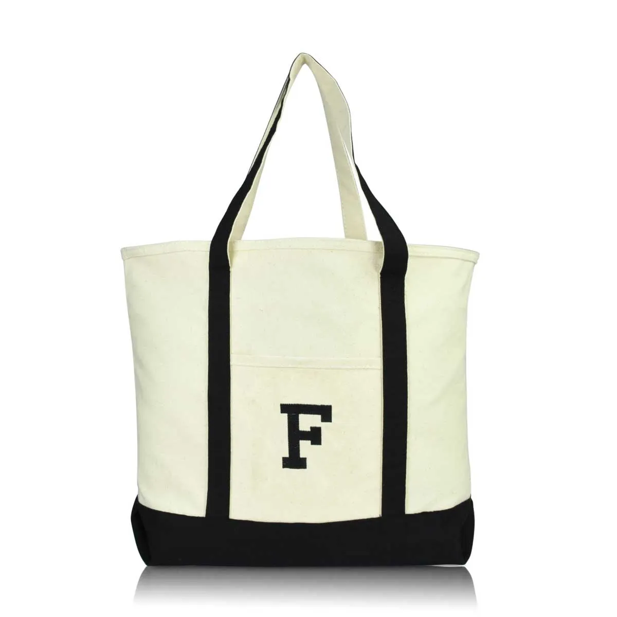 Dalix Initial Tote Bag Personalized Monogram Zippered Top Letter - F