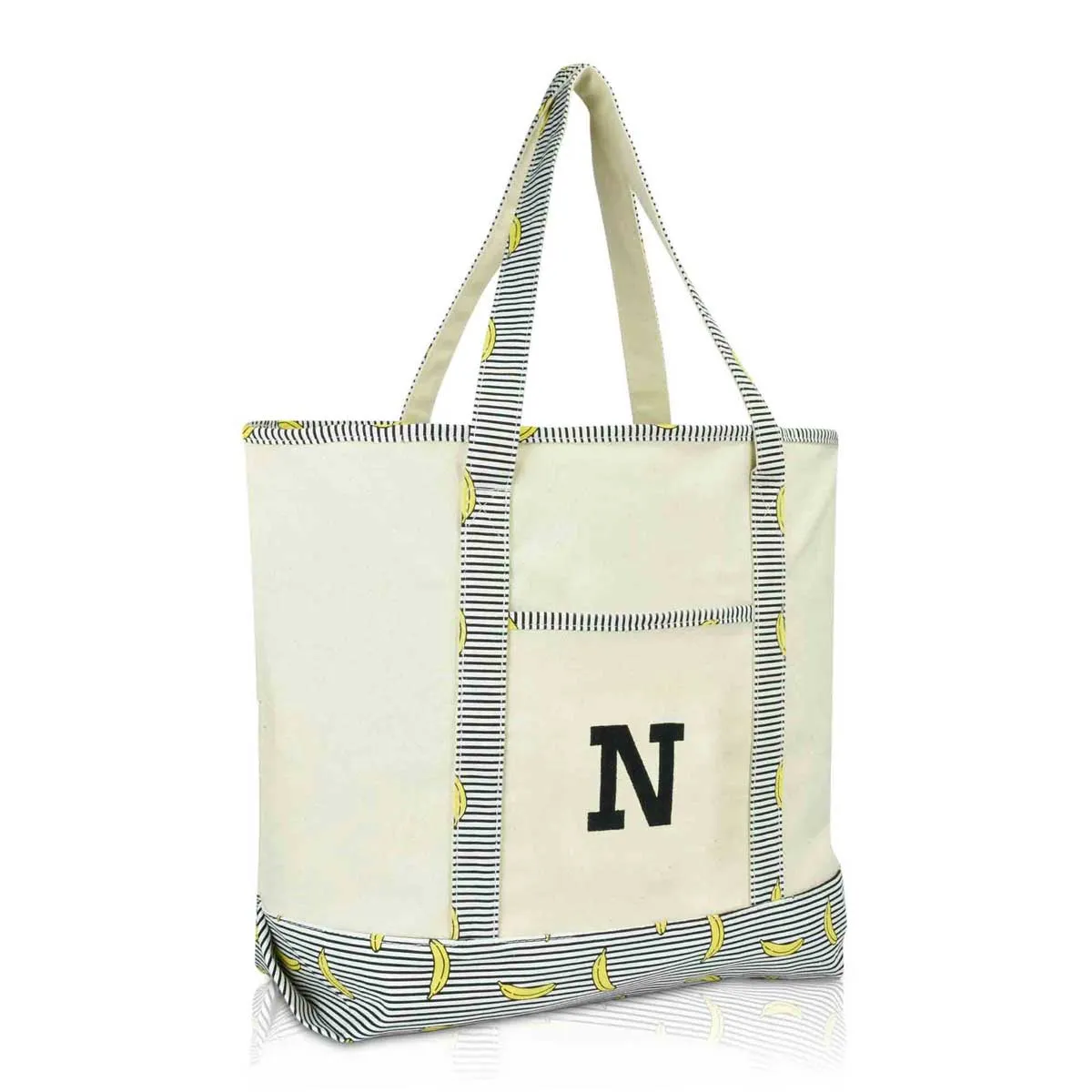 Dalix Initial Tote Bag Personalized Monogram Zippered Top Letter - N