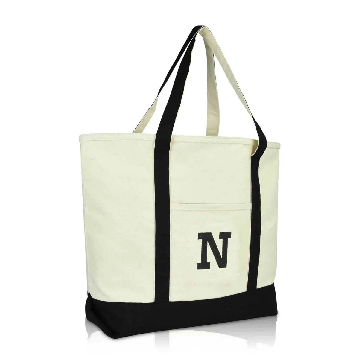 Dalix Initial Tote Bag Personalized Monogram Zippered Top Letter - N