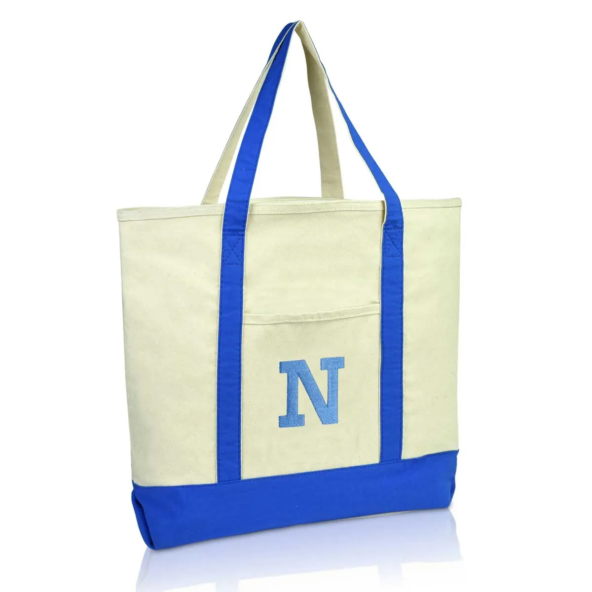 Dalix Initial Tote Bag Personalized Monogram Zippered Top Letter - N