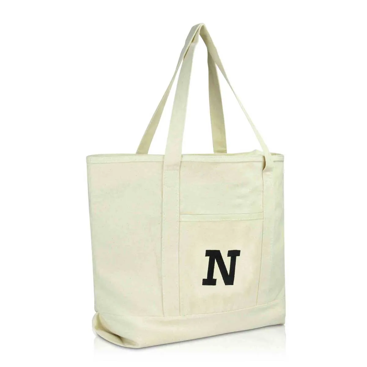 Dalix Initial Tote Bag Personalized Monogram Zippered Top Letter - N