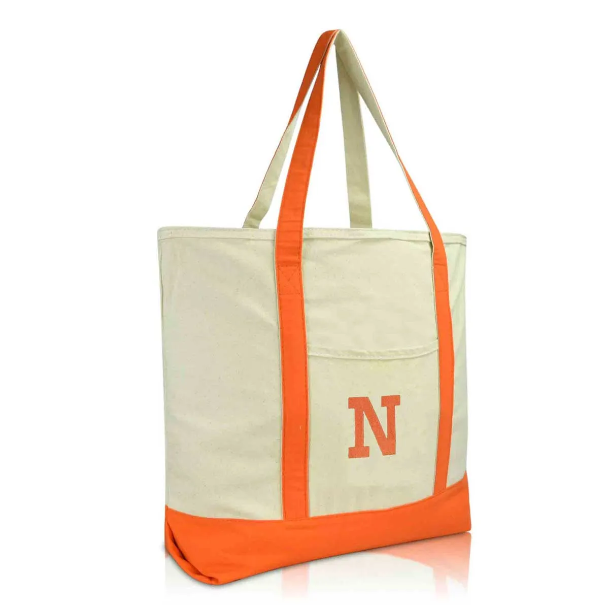 Dalix Initial Tote Bag Personalized Monogram Zippered Top Letter - N