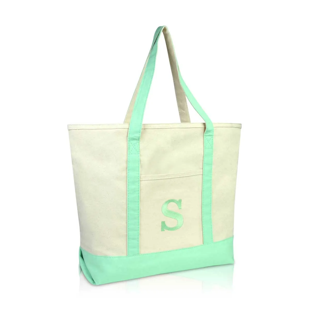 Dalix Initial Tote Bag Personalized Monogram Zippered Top Letter - S