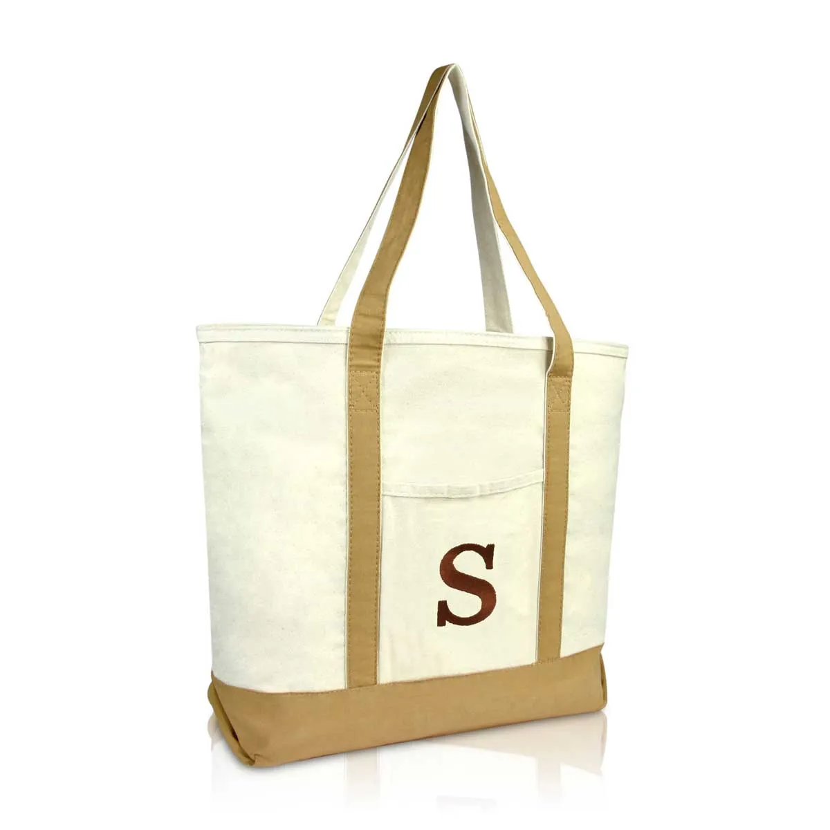 Dalix Initial Tote Bag Personalized Monogram Zippered Top Letter - S