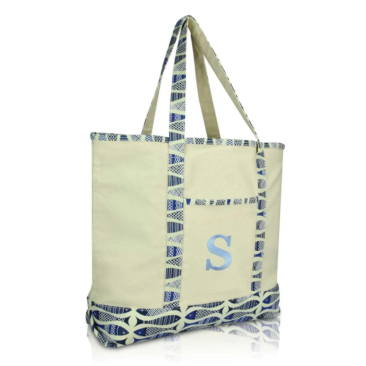 Dalix Initial Tote Bag Personalized Monogram Zippered Top Letter - S