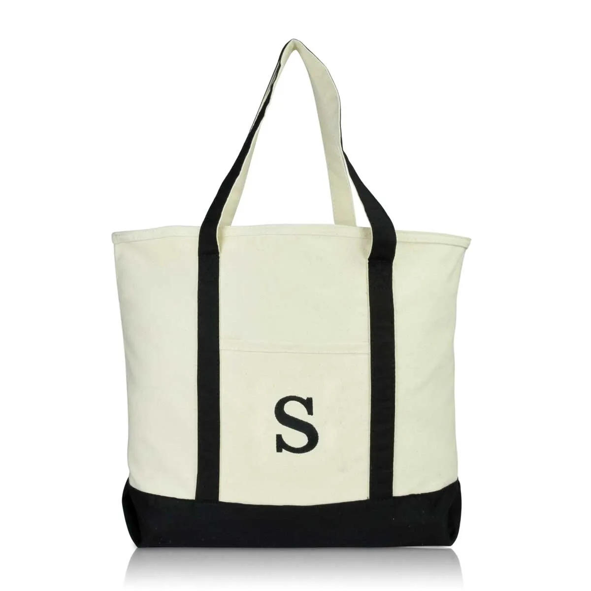 Dalix Initial Tote Bag Personalized Monogram Zippered Top Letter - S