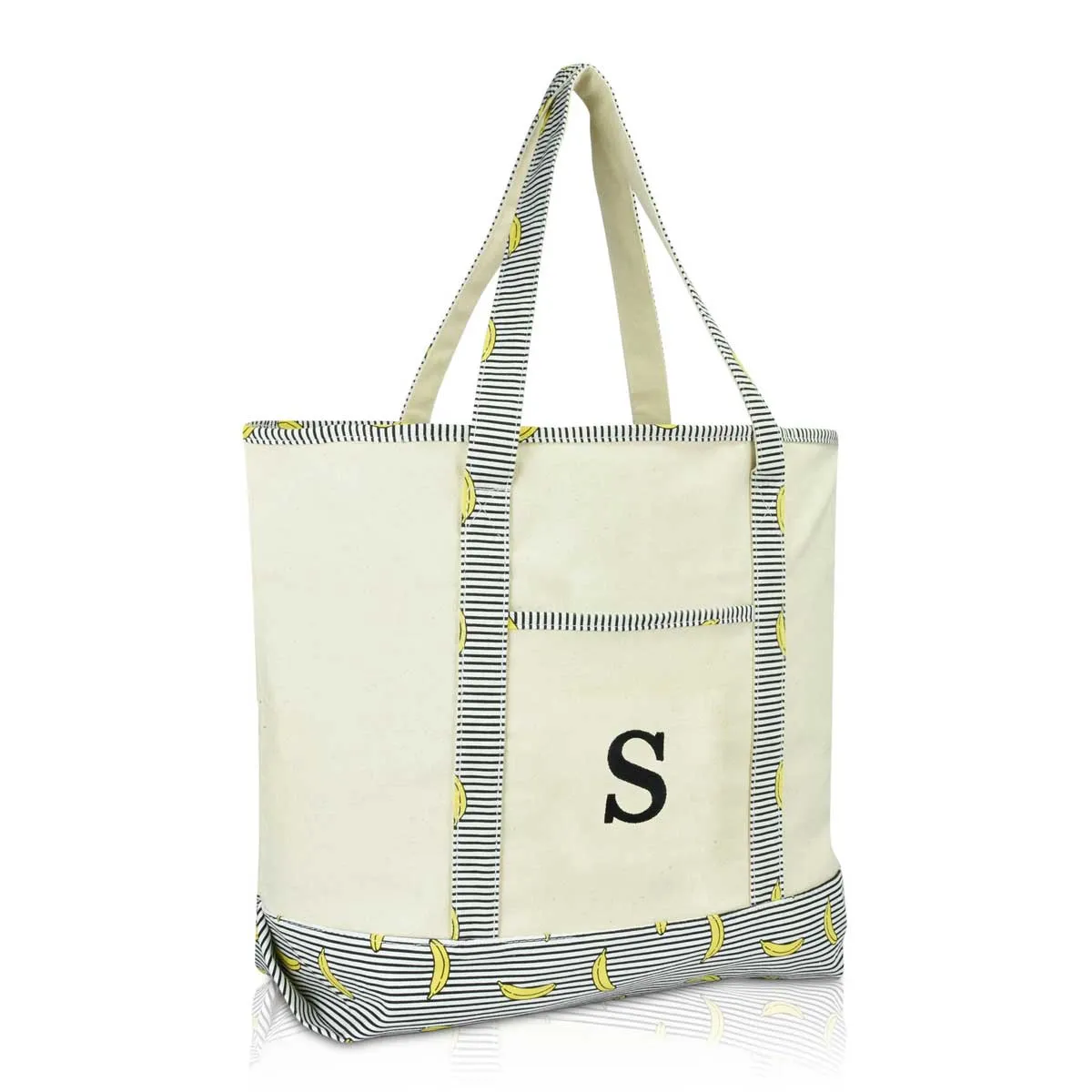 Dalix Initial Tote Bag Personalized Monogram Zippered Top Letter - S