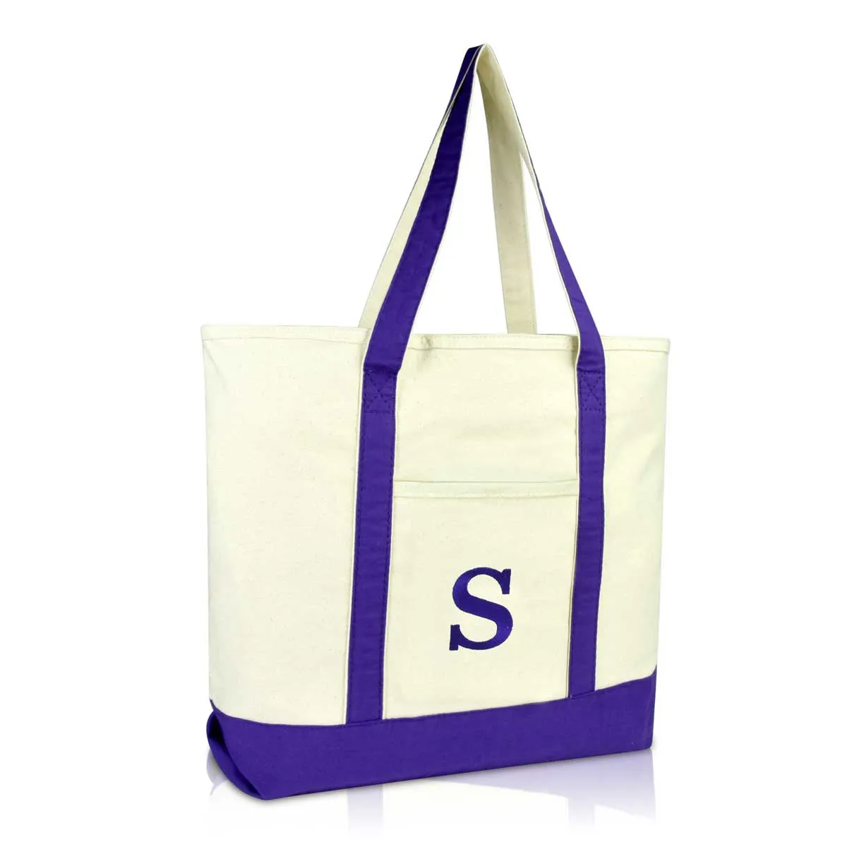 Dalix Initial Tote Bag Personalized Monogram Zippered Top Letter - S