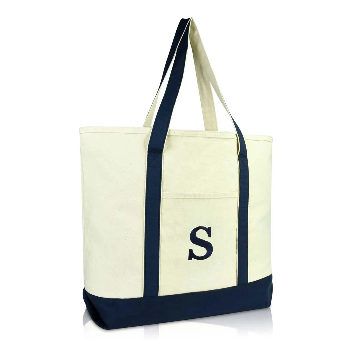 Dalix Initial Tote Bag Personalized Monogram Zippered Top Letter - S