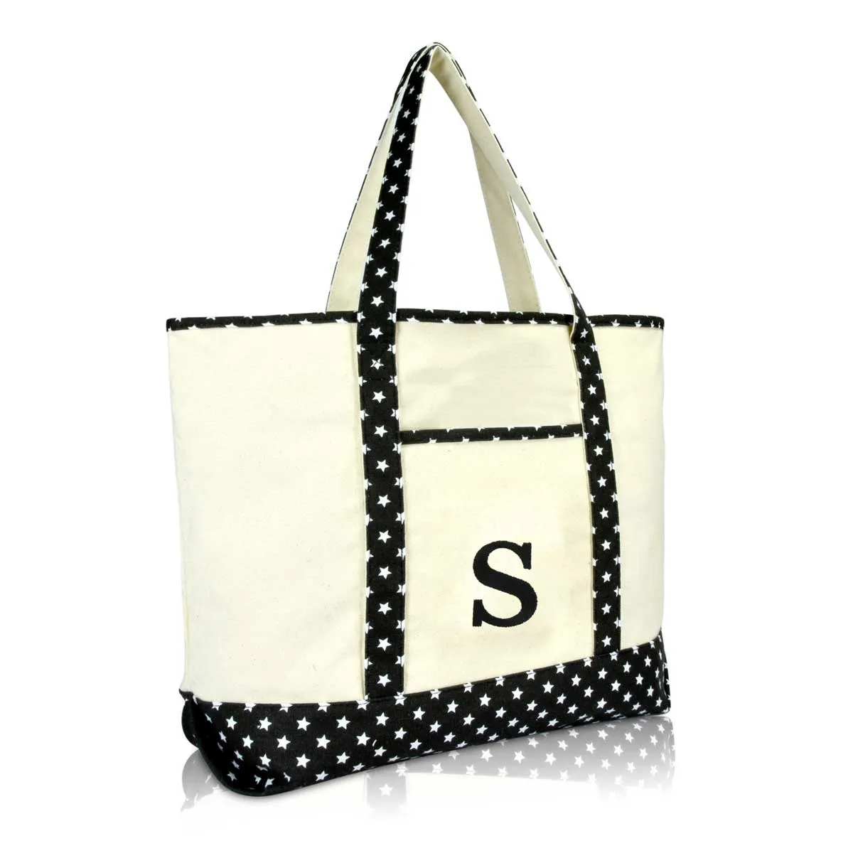 Dalix Initial Tote Bag Personalized Monogram Zippered Top Letter - S