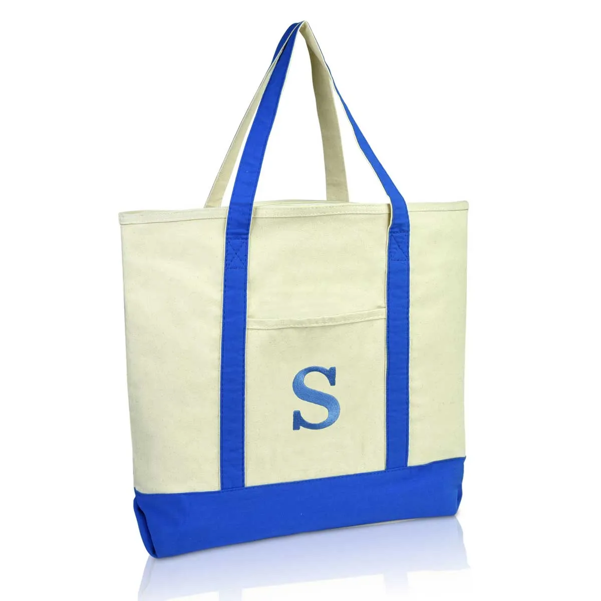 Dalix Initial Tote Bag Personalized Monogram Zippered Top Letter - S