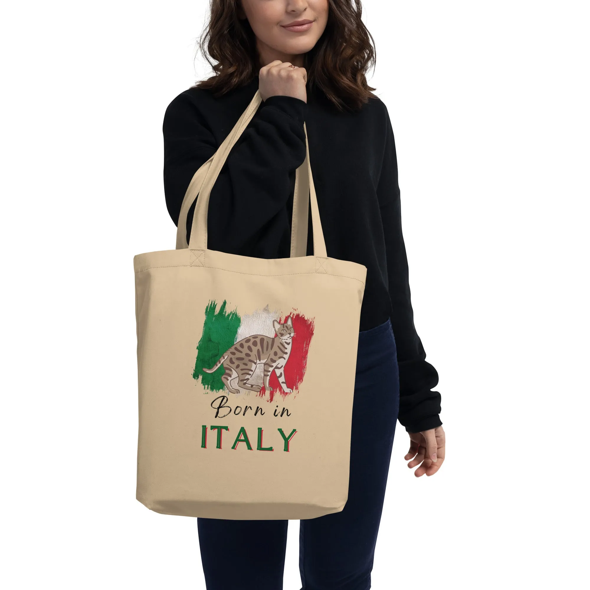 Italian Flag and cat, Eco Tote Bag