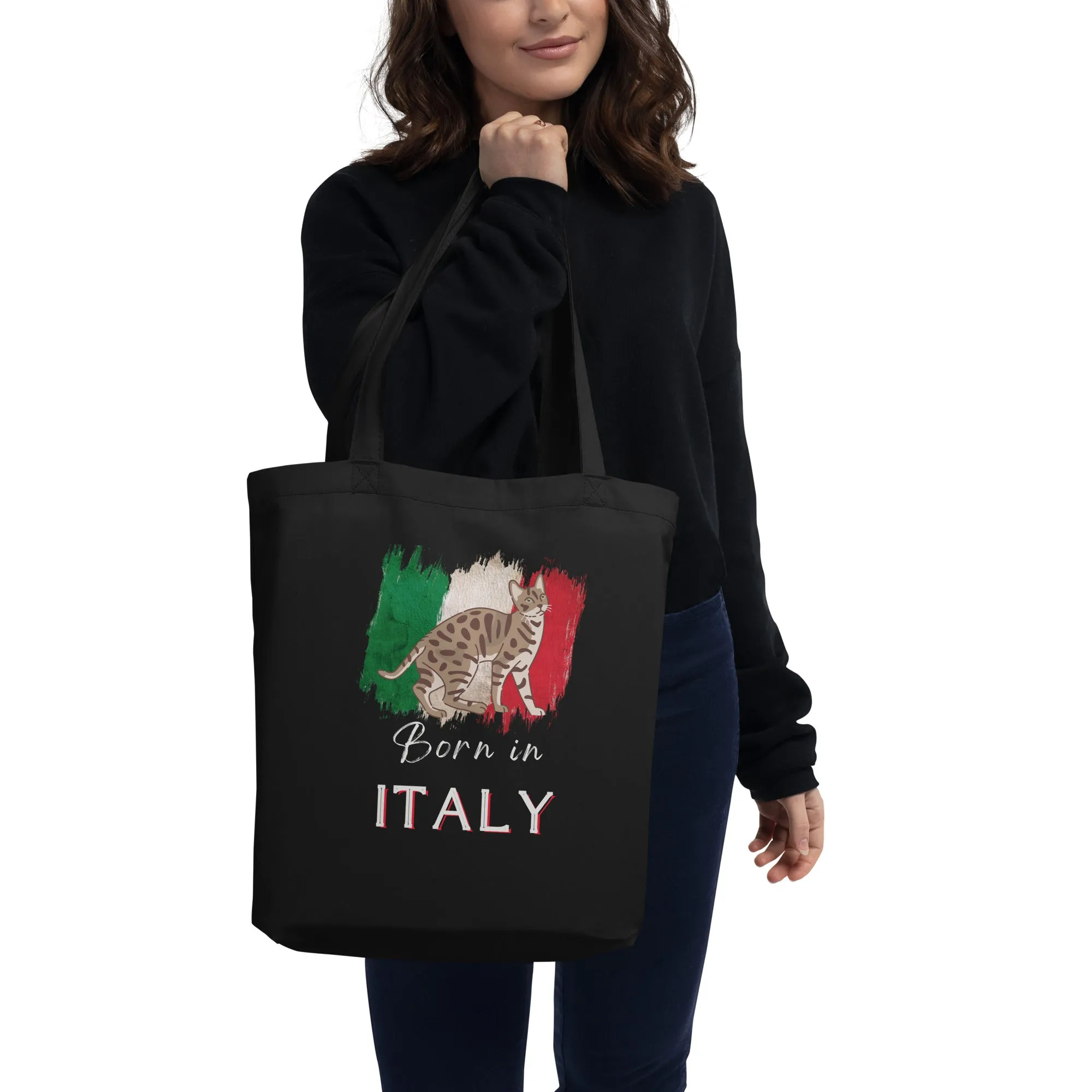 Italian Flag and cat, Eco Tote Bag