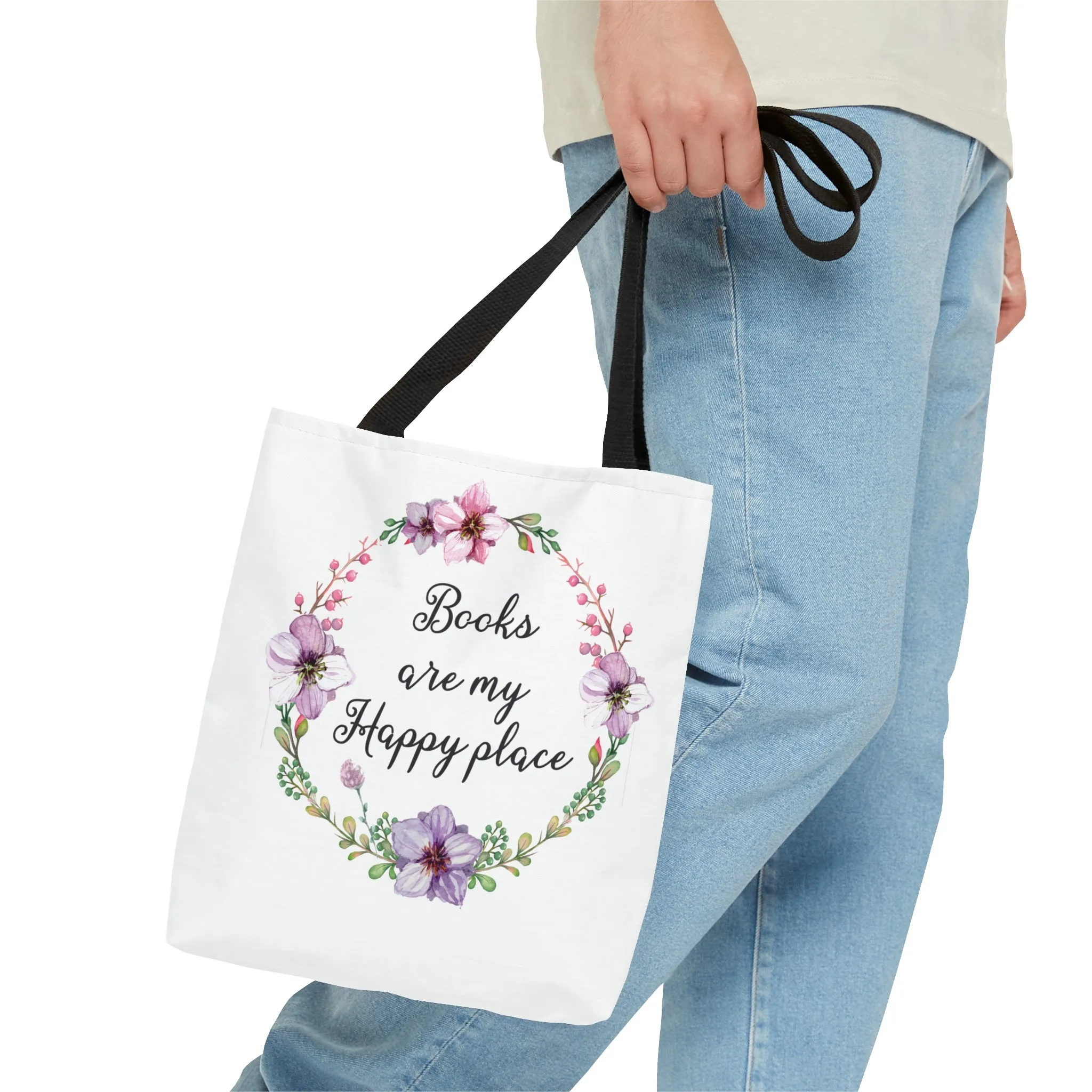 My Happy Place Floral Canvas Tote Bag