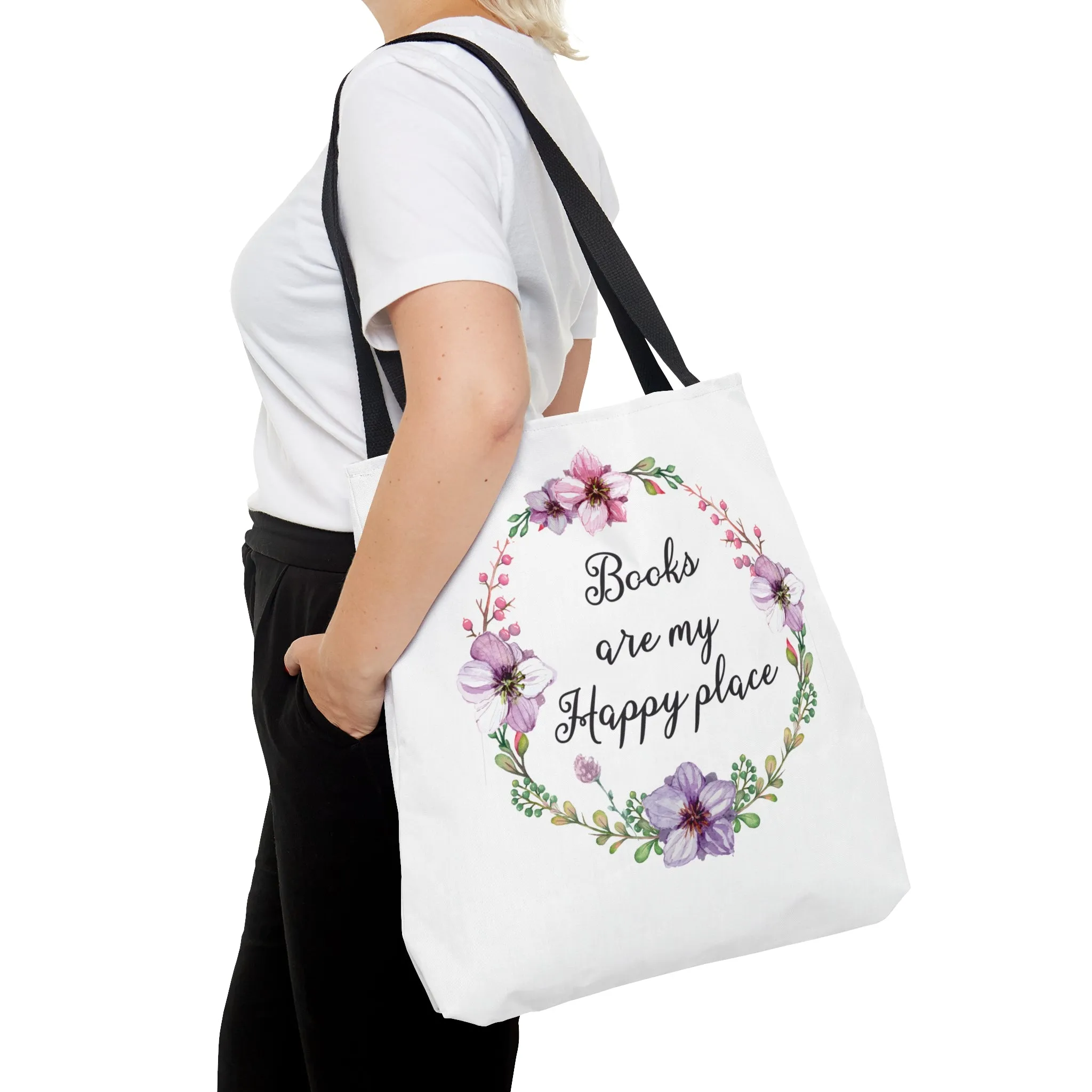 My Happy Place Floral Canvas Tote Bag