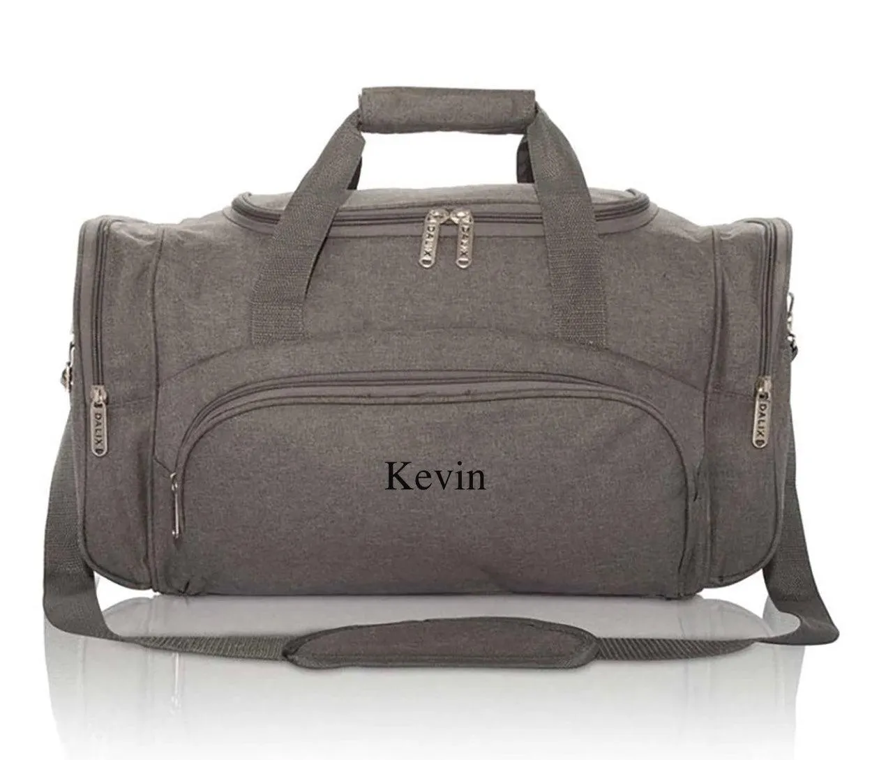 Personalized Gray Duffel Bag