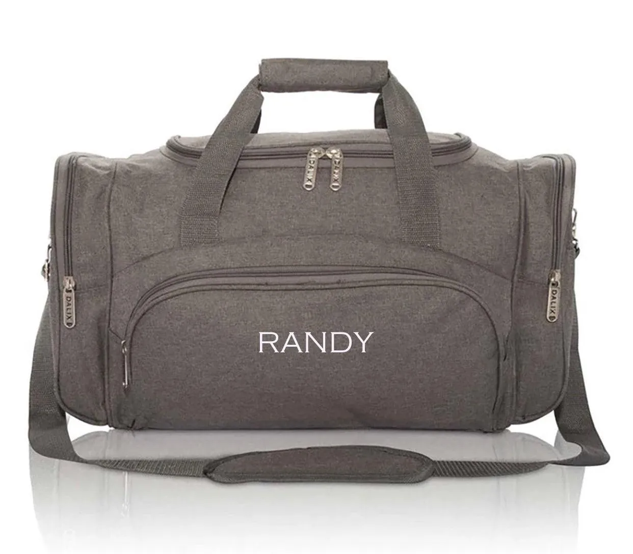 Personalized Gray Duffel Bag