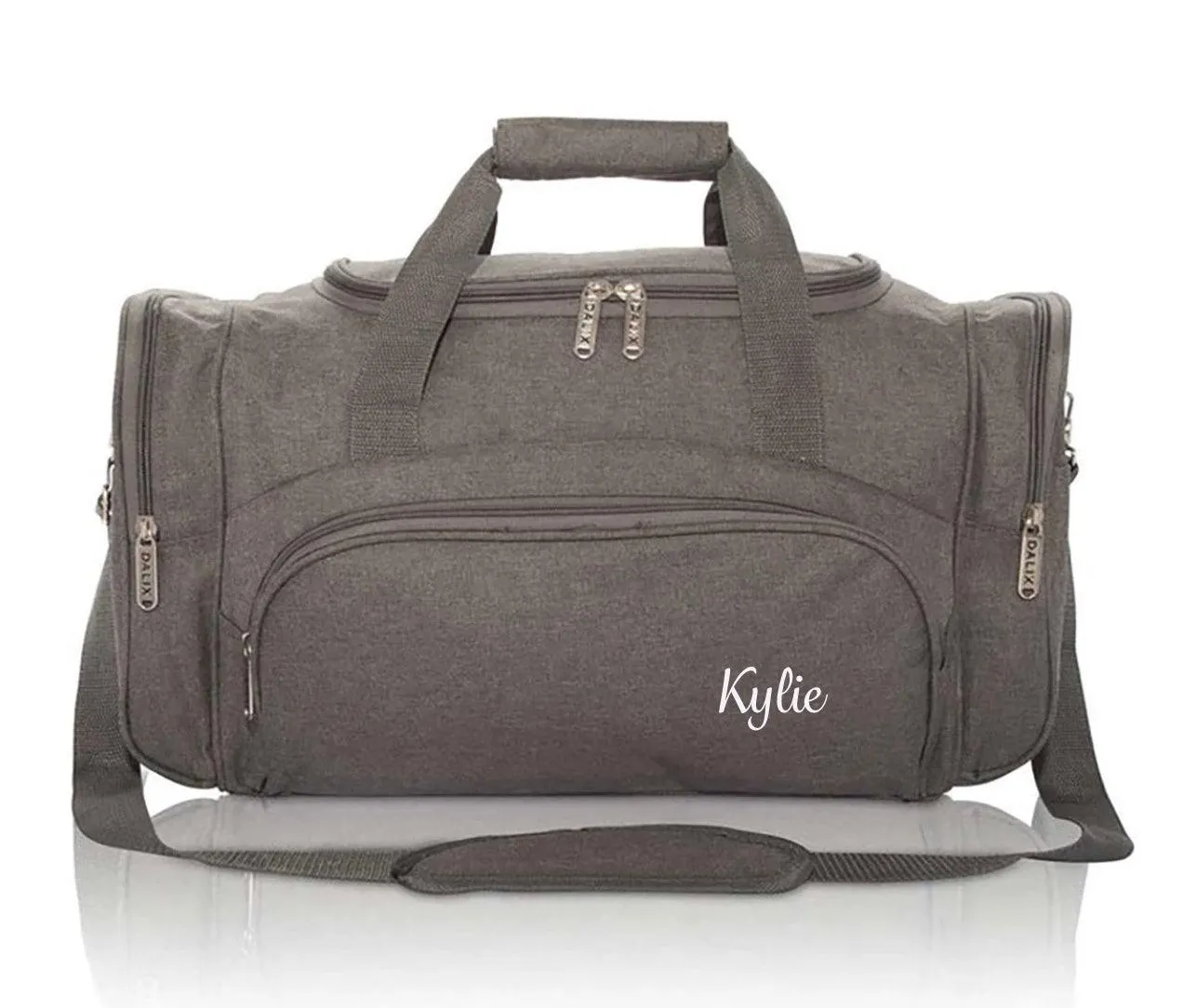 Personalized Gray Duffel Bag