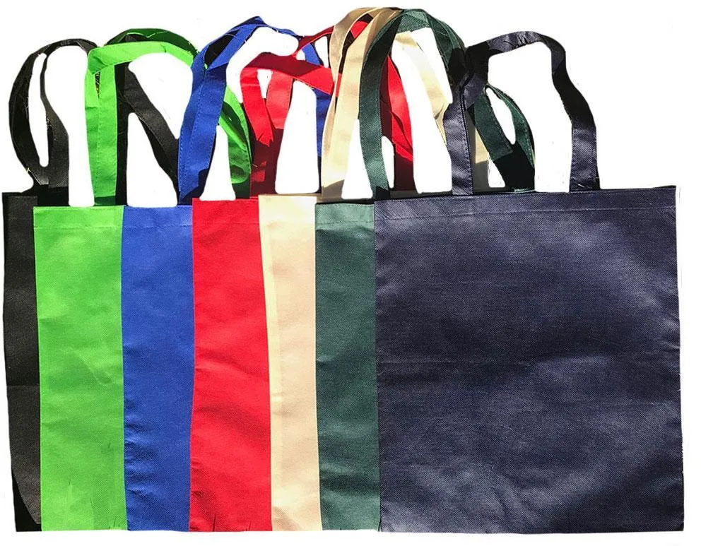 Plain Reusable Grocery Shopping Tote Bags Recycled Eco Friendly 15inch