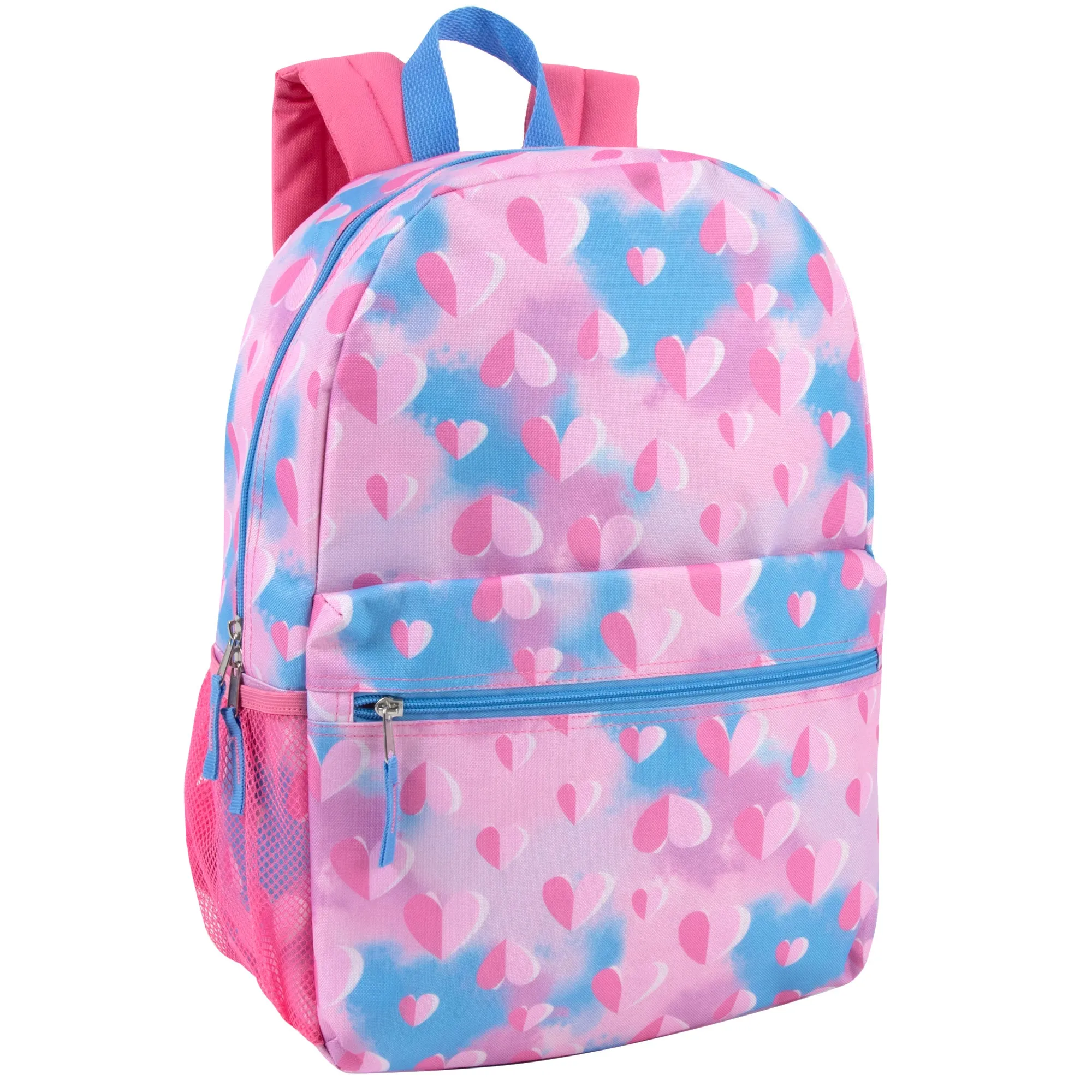 Printed Girls Backpack School Bag 43cm/20L Capacity With Side Mesh Pockets- 4 Styles