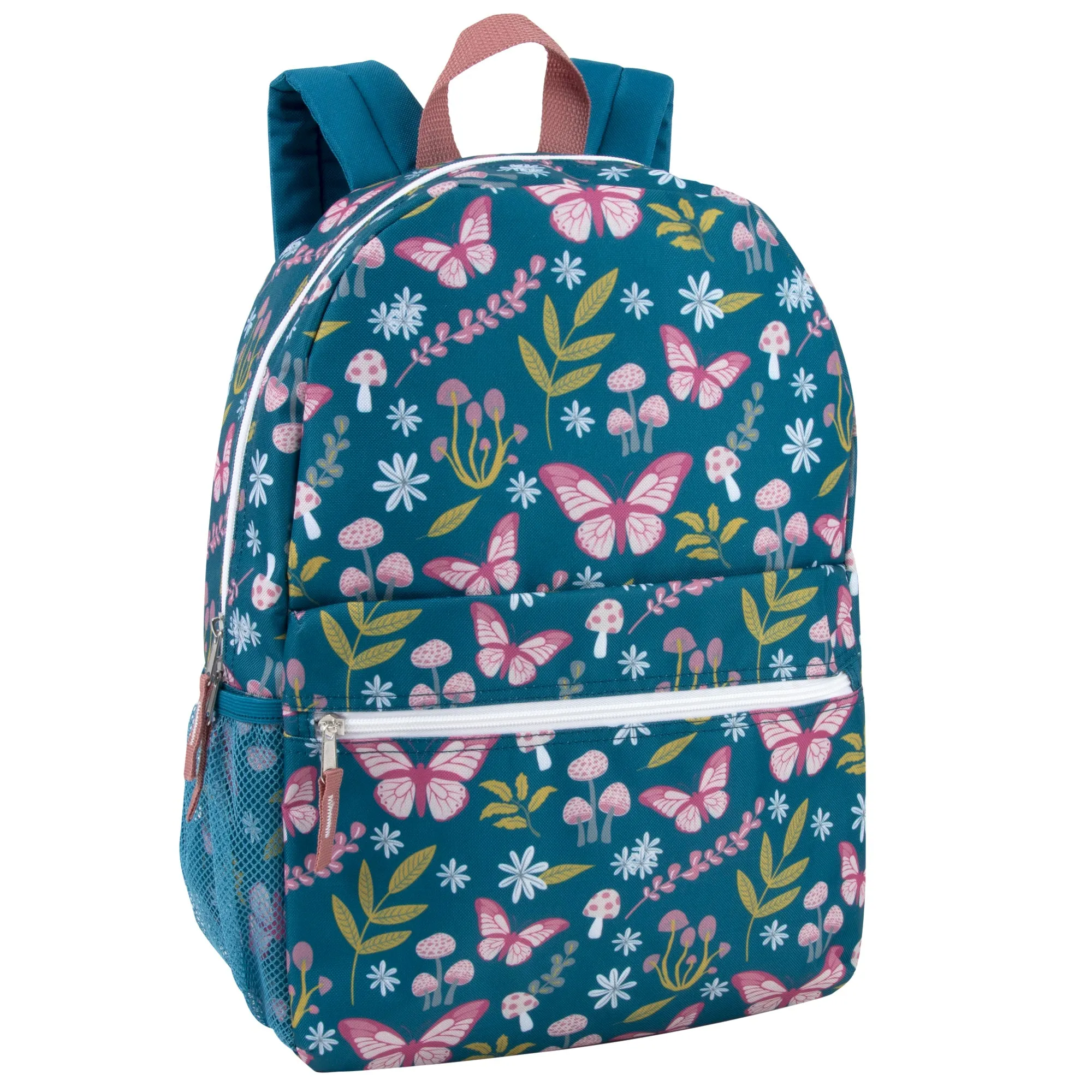 Printed Girls Backpack School Bag 43cm/20L Capacity With Side Mesh Pockets- 4 Styles