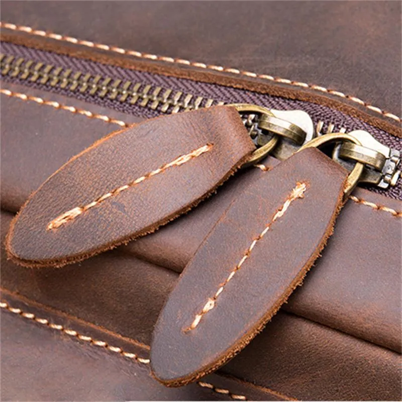 Retro Leather Large-Capacity Computer Bag Adjustable Shoulder Strap Design Travel Backpack