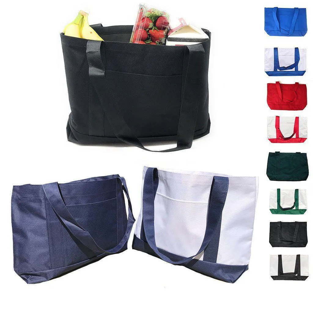 Reusable Grocery Shopping Tote Bags With Wide Bottom Gusset Travel Gym Sports