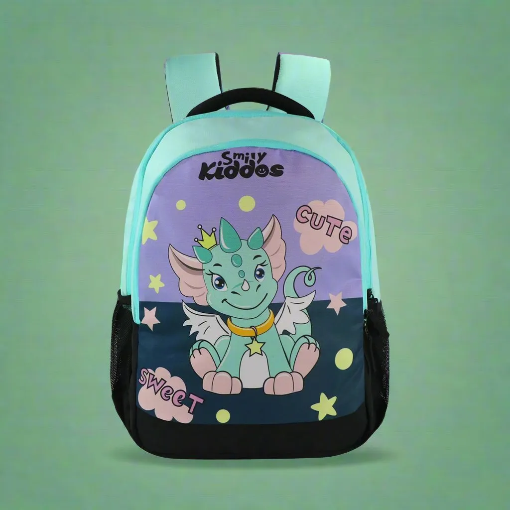 Smily Kiddos 29 Ltrs Junior School Bag  - Cute Dragon- Sea Green LxWxH :45 X 33 X 20 CM