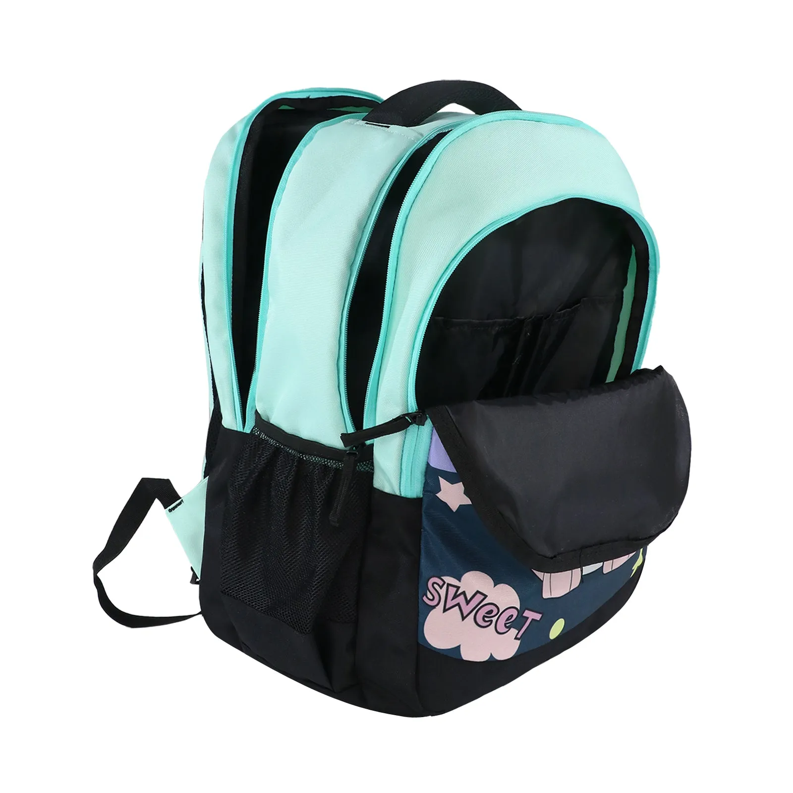 Smily Kiddos 29 Ltrs Junior School Bag  - Cute Dragon- Sea Green LxWxH :45 X 33 X 20 CM