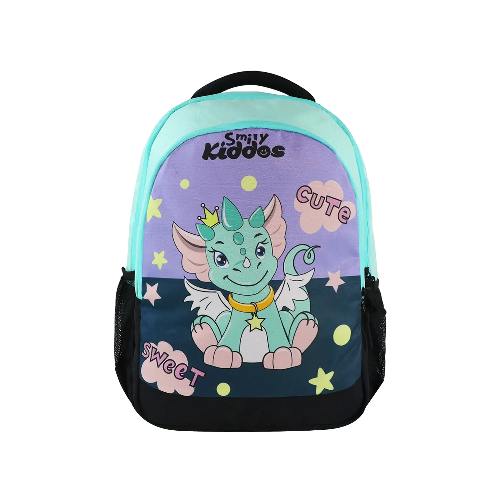 Smily Kiddos 29 Ltrs Junior School Bag  - Cute Dragon- Sea Green LxWxH :45 X 33 X 20 CM