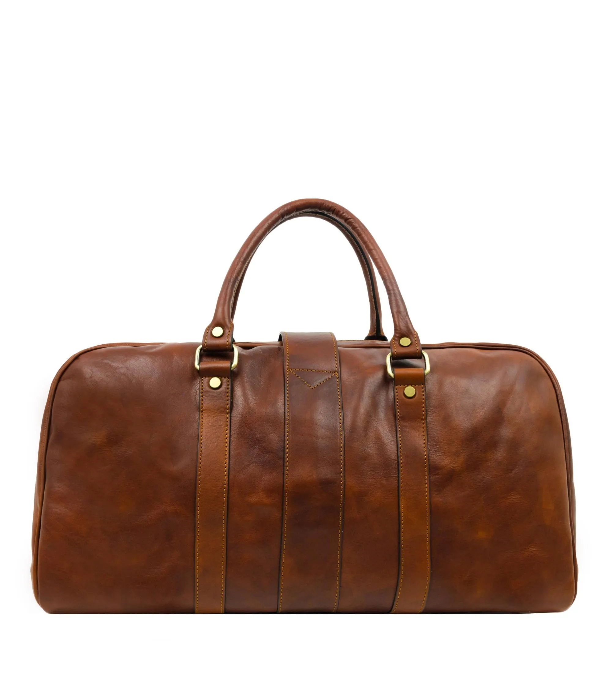 Womens Cognac Brown Matte Leather Travel Bag - Tender Is the Night